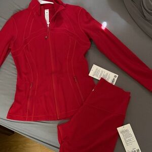 Lululemon define jacket & align shorts set dark red